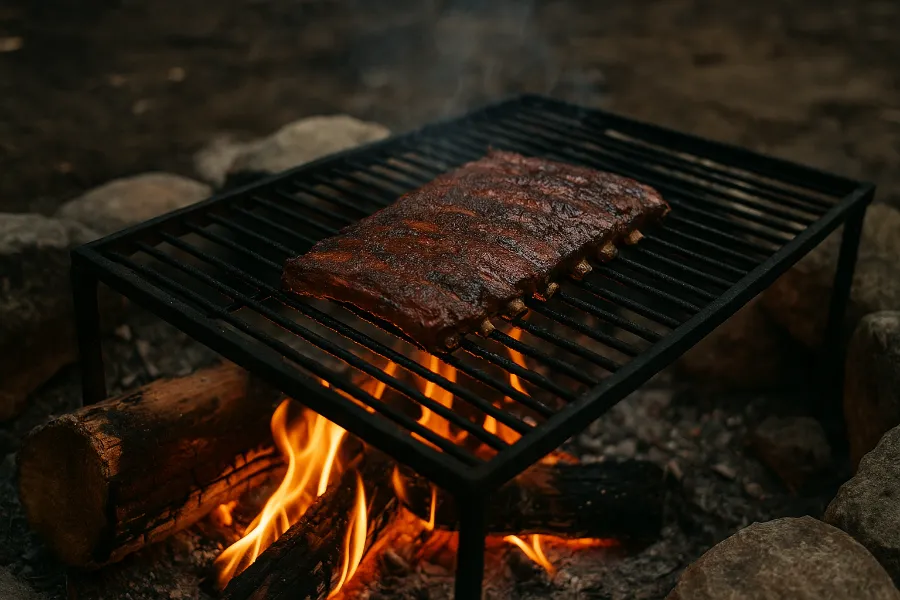 how long to cook ribs over fire 1