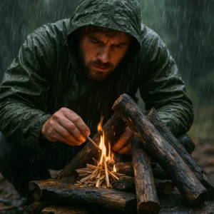 how to start a fire with wet wood (1)