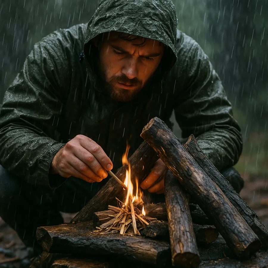 how to start a fire with wet wood (1)